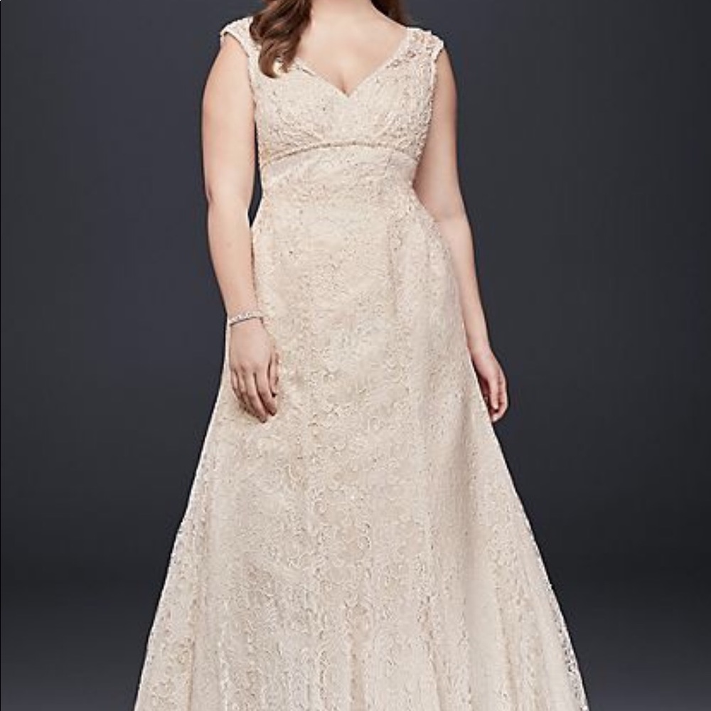 Beaded cap sleeve lace ivory Wedding Gown